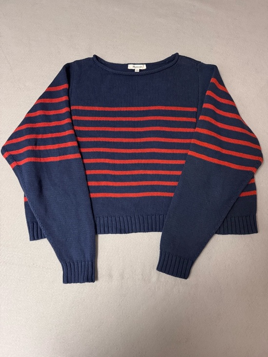 Madewell Sweaters - Madewell Navy with Red Stripe Crewneck Sweater